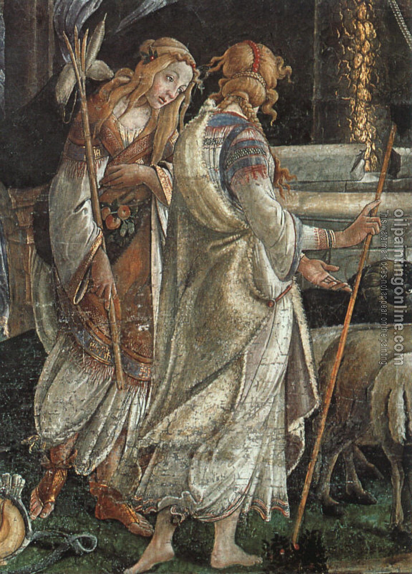 Botticelli, Sandro - Scenes from the Life of Moses, detail of the Daughters of Jethro
